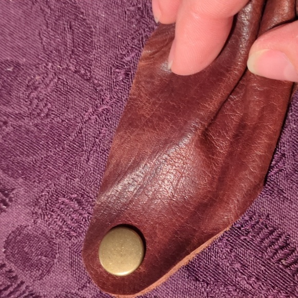 NEW! Handmade Genuine Leather Bow Bracelet #09 Reddish Brown Antique Gold - Picture 10 of 10